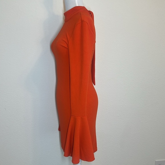 AX Paris Vibrant Orange Bell Sleeve Mini Dress Size 8 - Picture 8 of 16